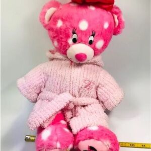 Build A Bear Disney MINNIE MOUSE 17” Pink & White Polka Dot Bow-EUC w Bathrobe